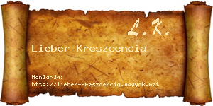 Lieber Kreszcencia névjegykártya